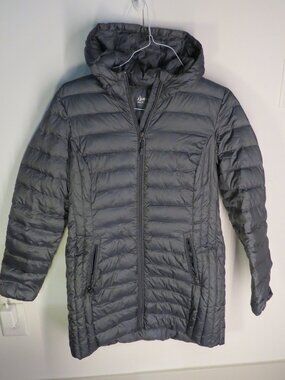 Aventure Charcoal Grey Lightweight Quilted Hooded Puffer Jacket | Size M